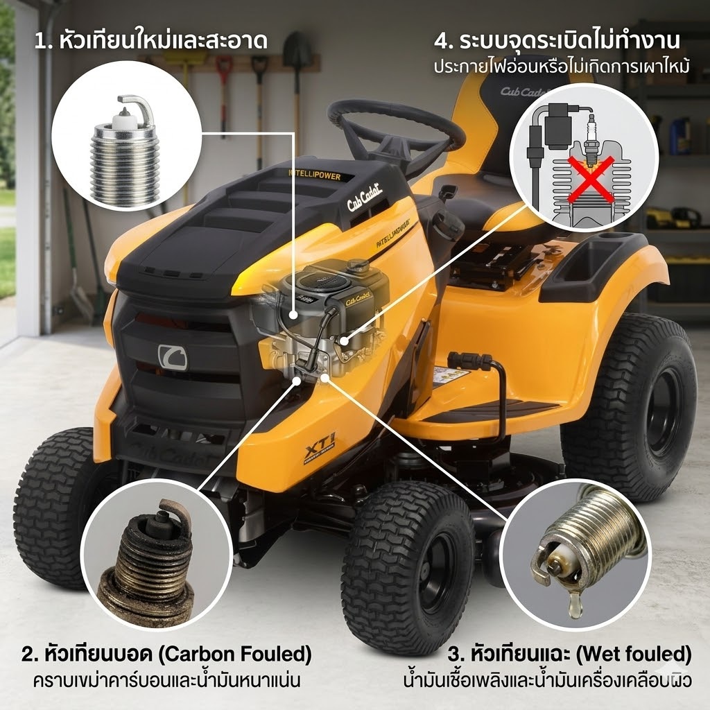 เซอร์วิสระบบหัวเทียน รถตัดหญ้านั่งขับ